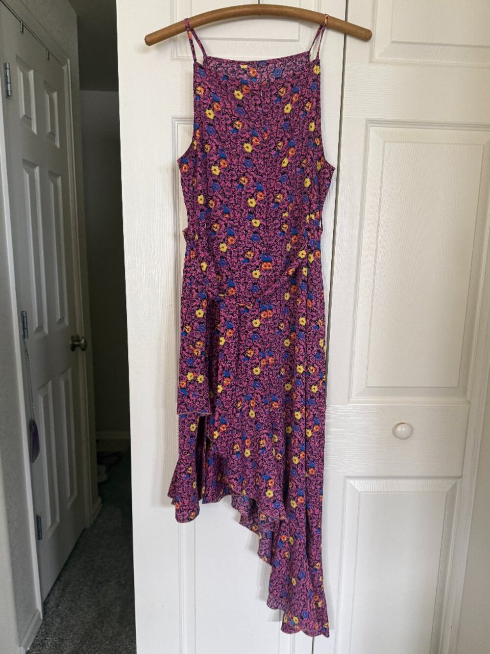 High neck midi floral dress